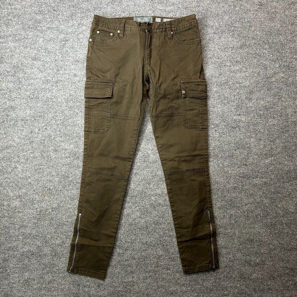Miss Me‎ Cargo Pants Women's Olive Green Stretch Pockets Ankle Zip Y2K - 31X28